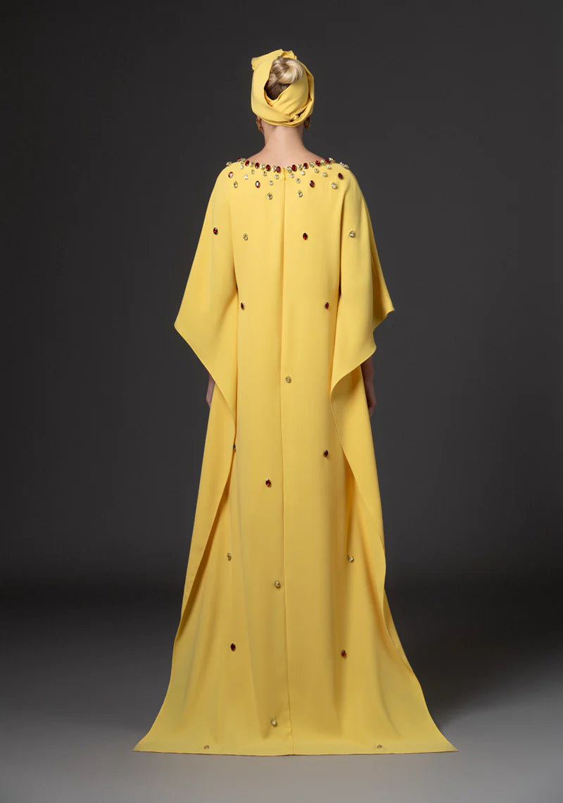 Yellow Crêpe Abaya