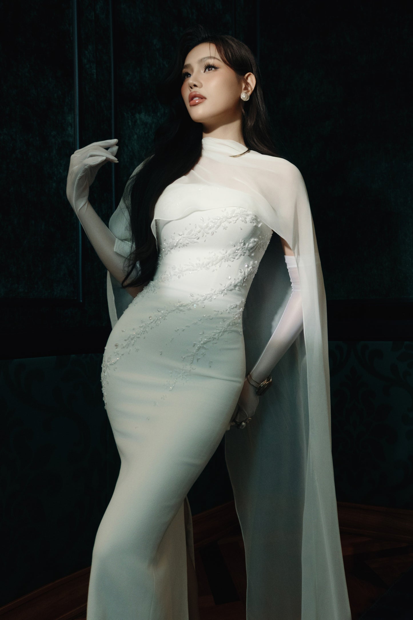 Liquid Light Cape Gown