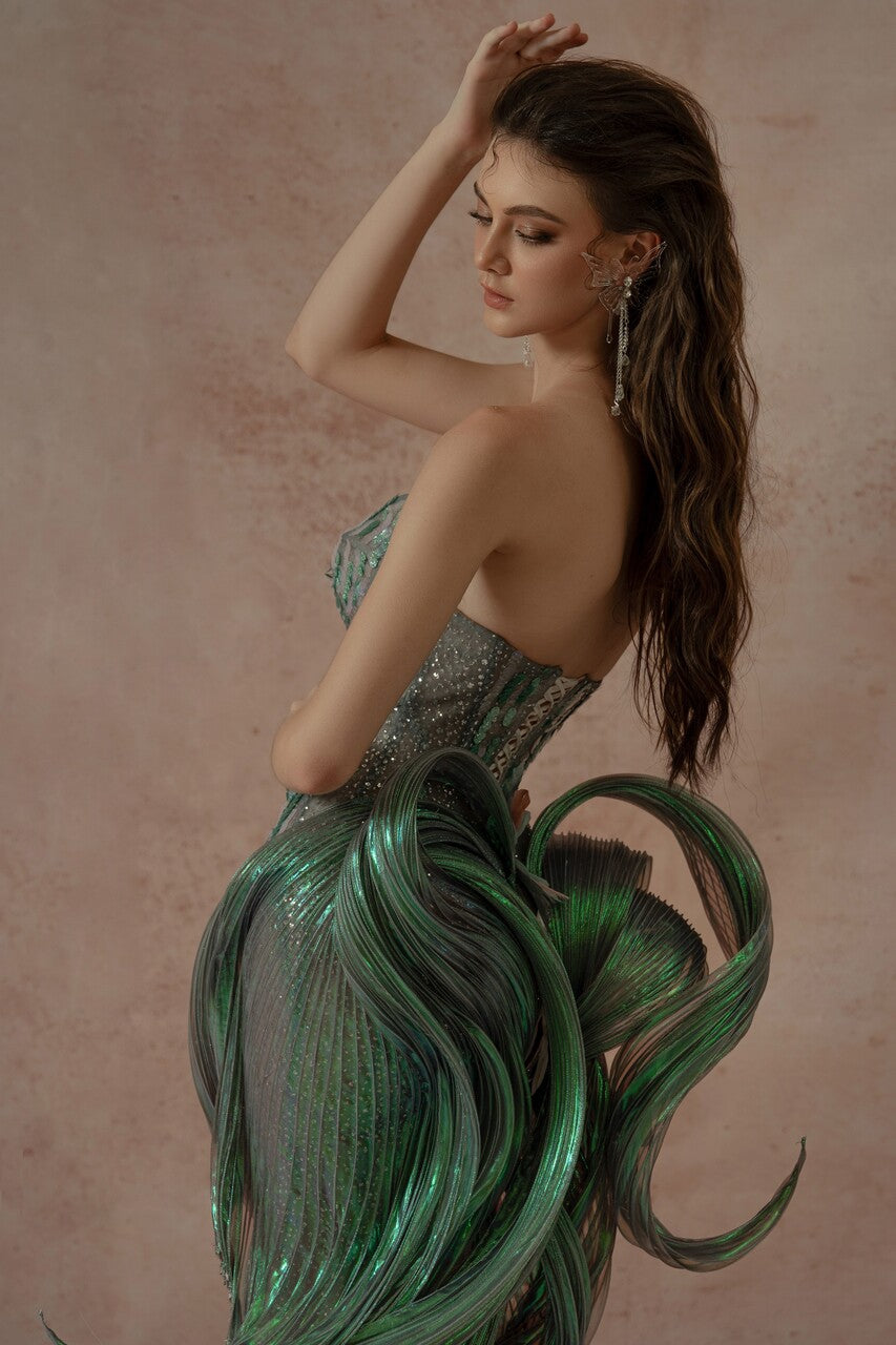 Sculpted Back Strapless Gown