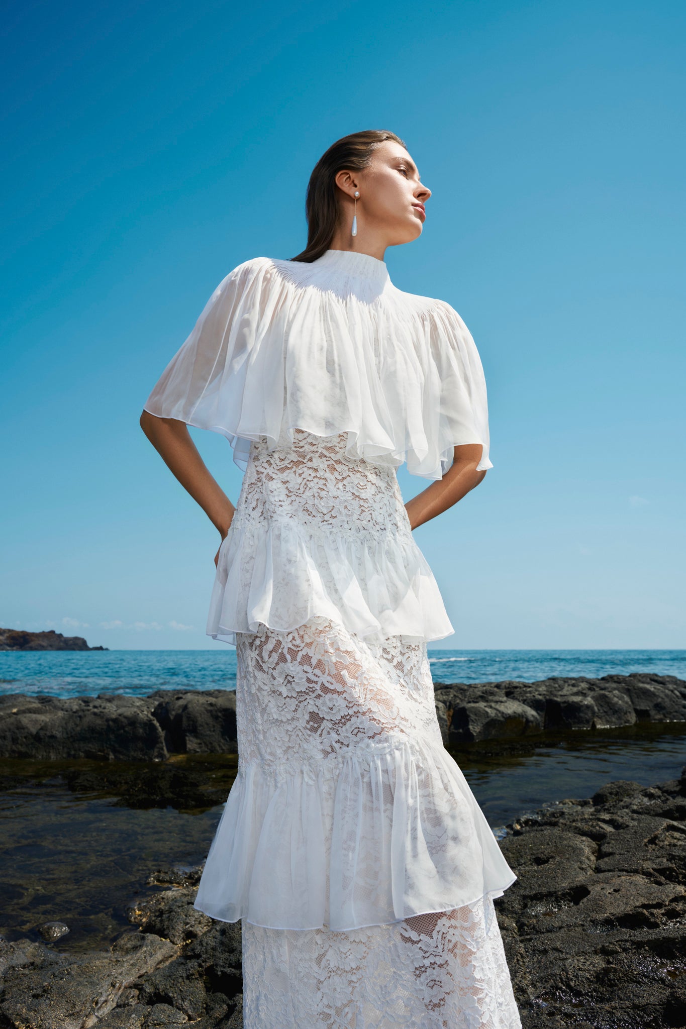Scarletta High Neck Lace Gown