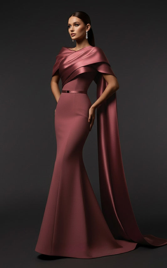 Asymmetrical Draped Mermaid Gown