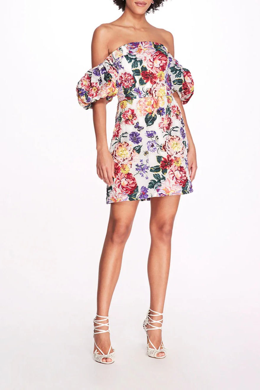 Off Shoulder Sequin Floral Mini