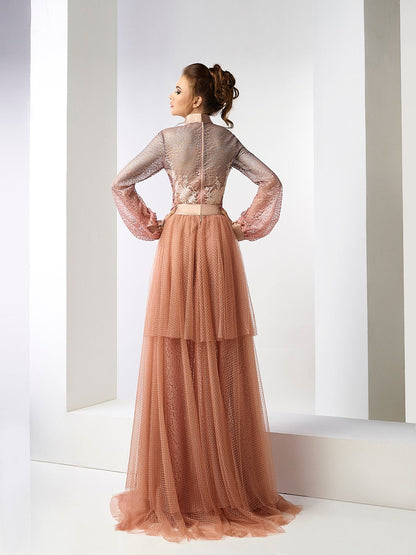 Lace Bow-Neck Tulle Set
