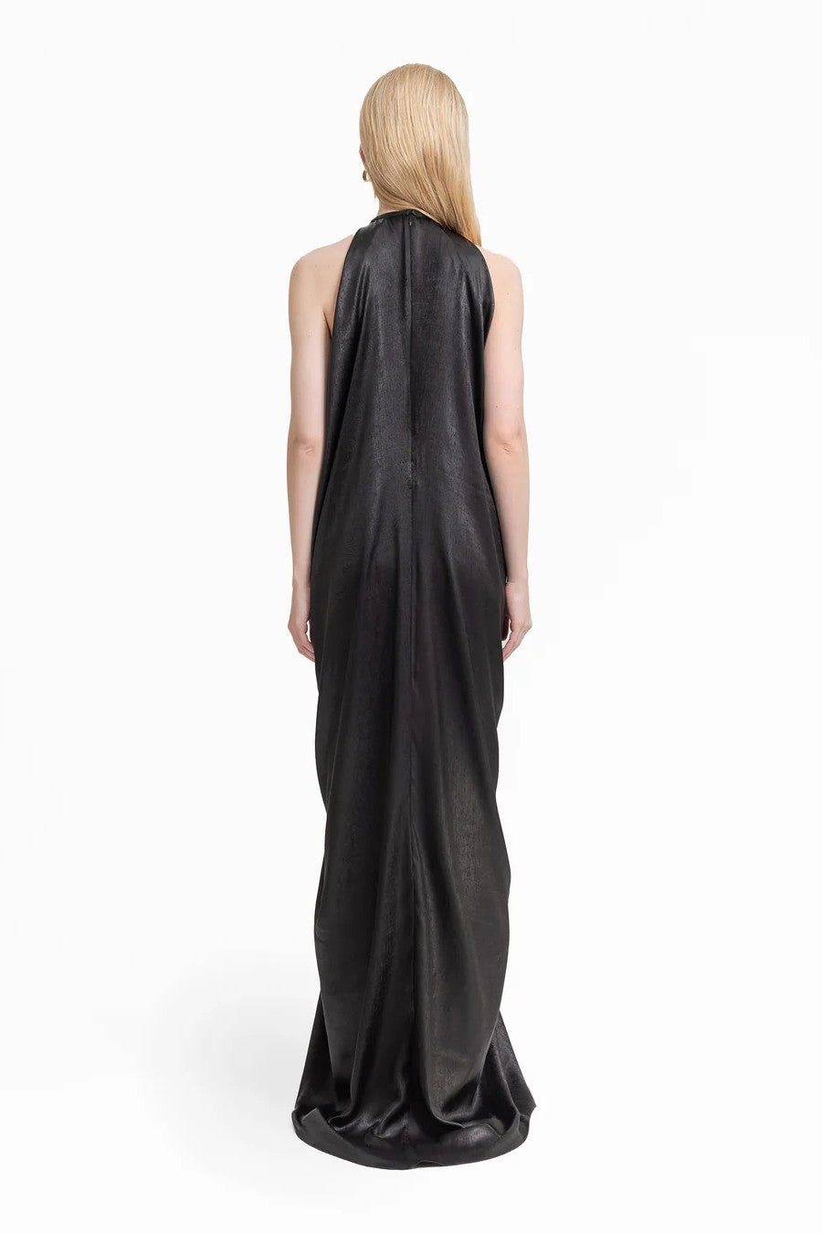 Embellished Draped Lamé Dress