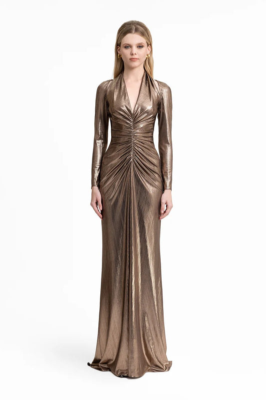 Lamé Jersey Dress with Cut-Outs