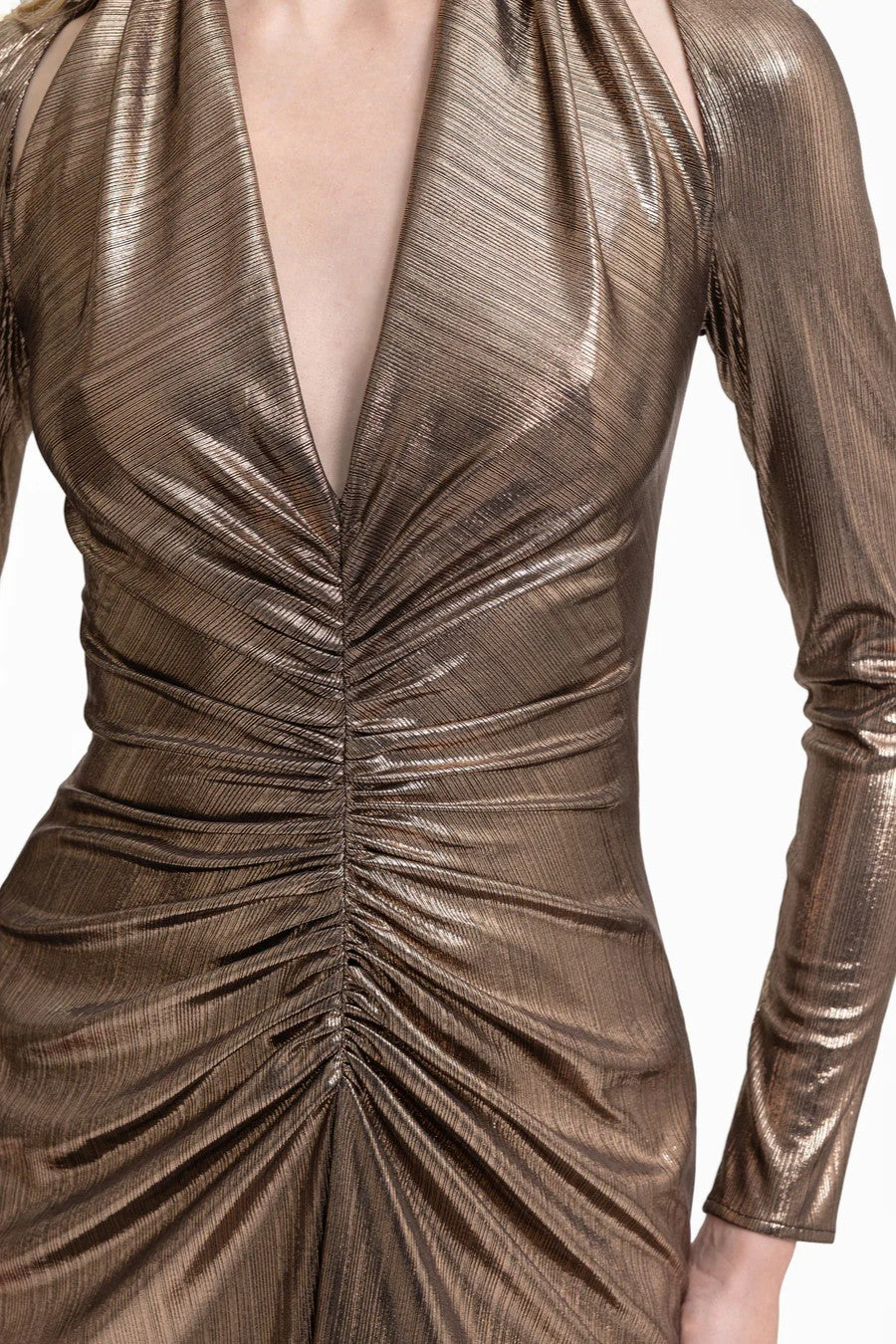 Lamé Jersey Dress with Cut-Outs