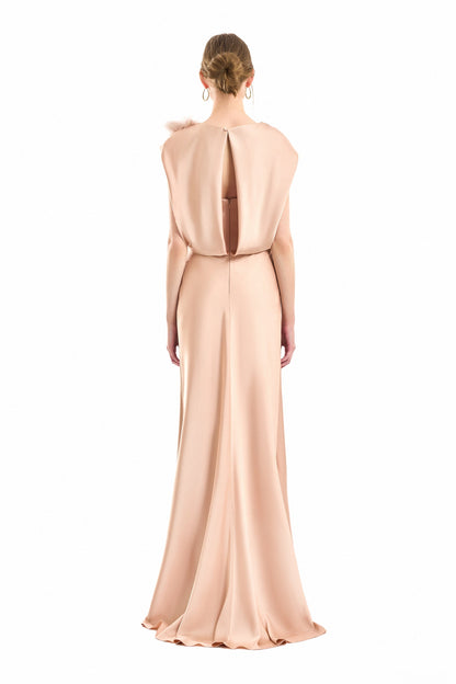 Draped Brooch Dress - Pink
