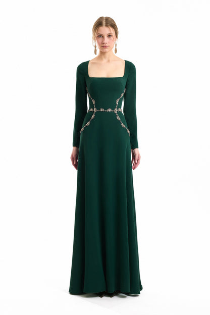 Beaded Waist Dress - Green