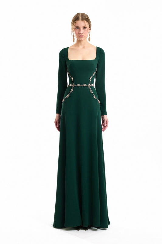 Beaded Waist Dress - Green