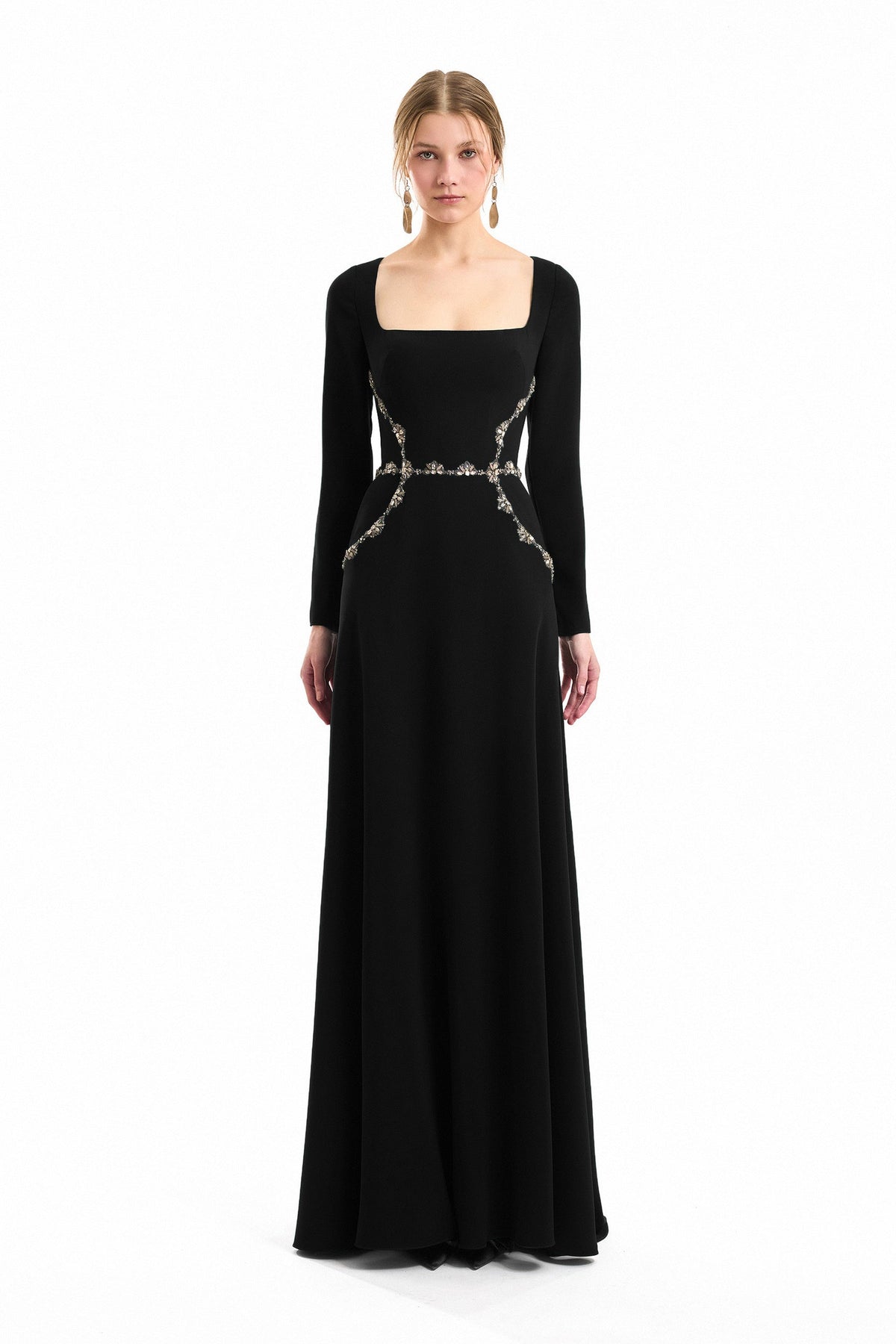 Beaded Waist Dress - Black