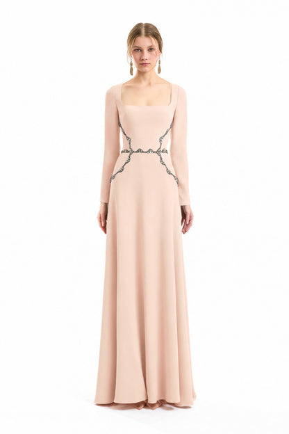 Beaded Waist Dress - Pink