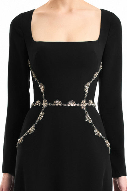 Beaded Waist Dress - Black