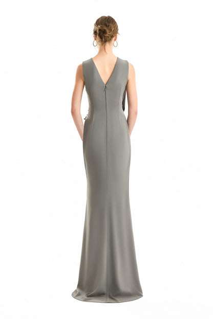 V-Neck Wrap Dress - Gray