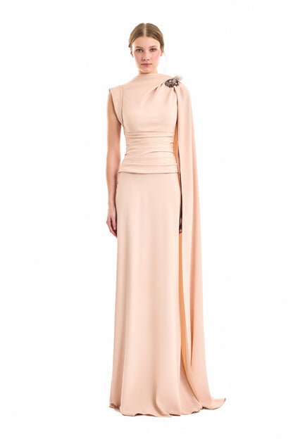 Feathered Shoulder Dress - Pink