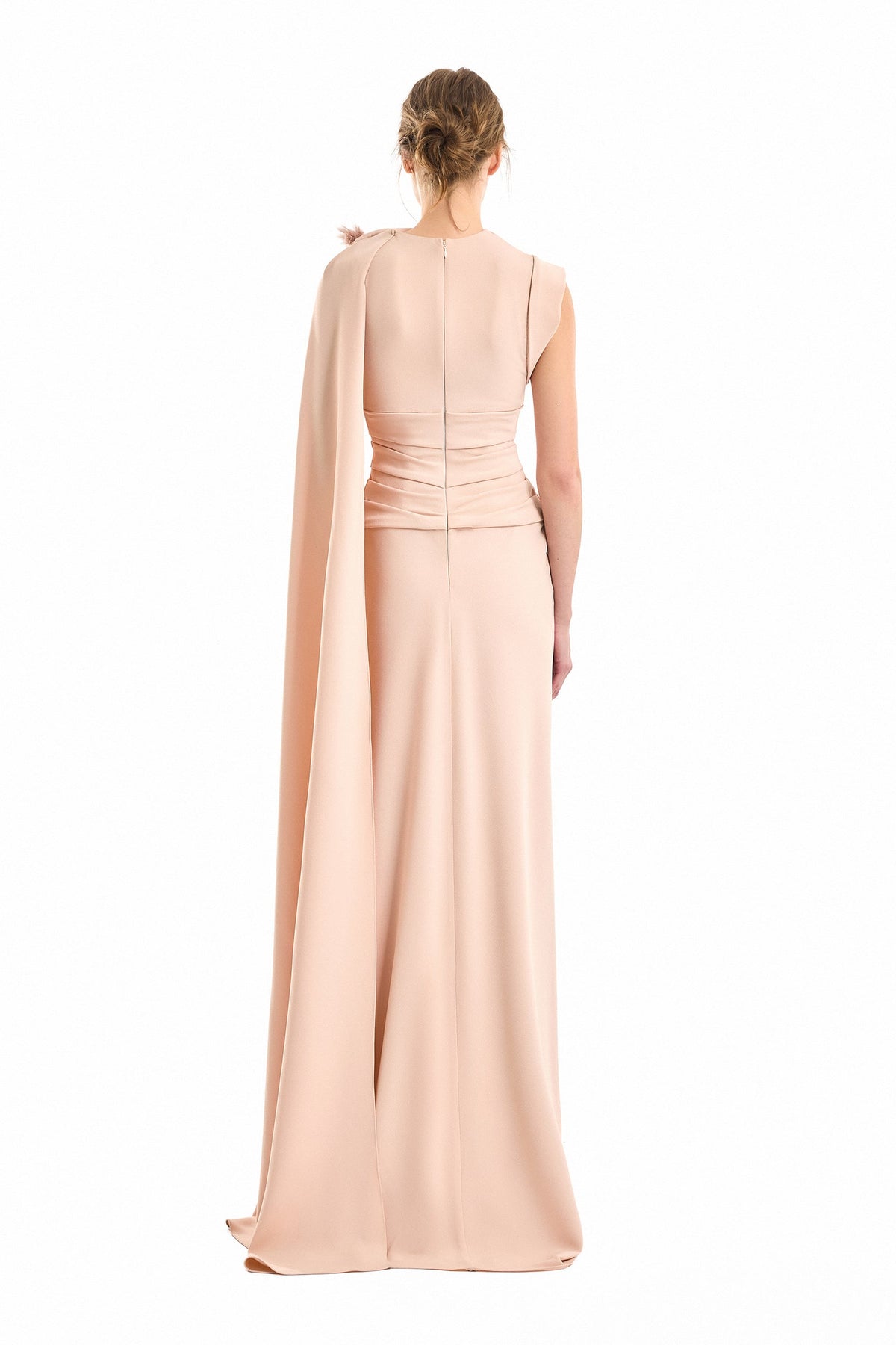 Feathered Shoulder Dress - Pink