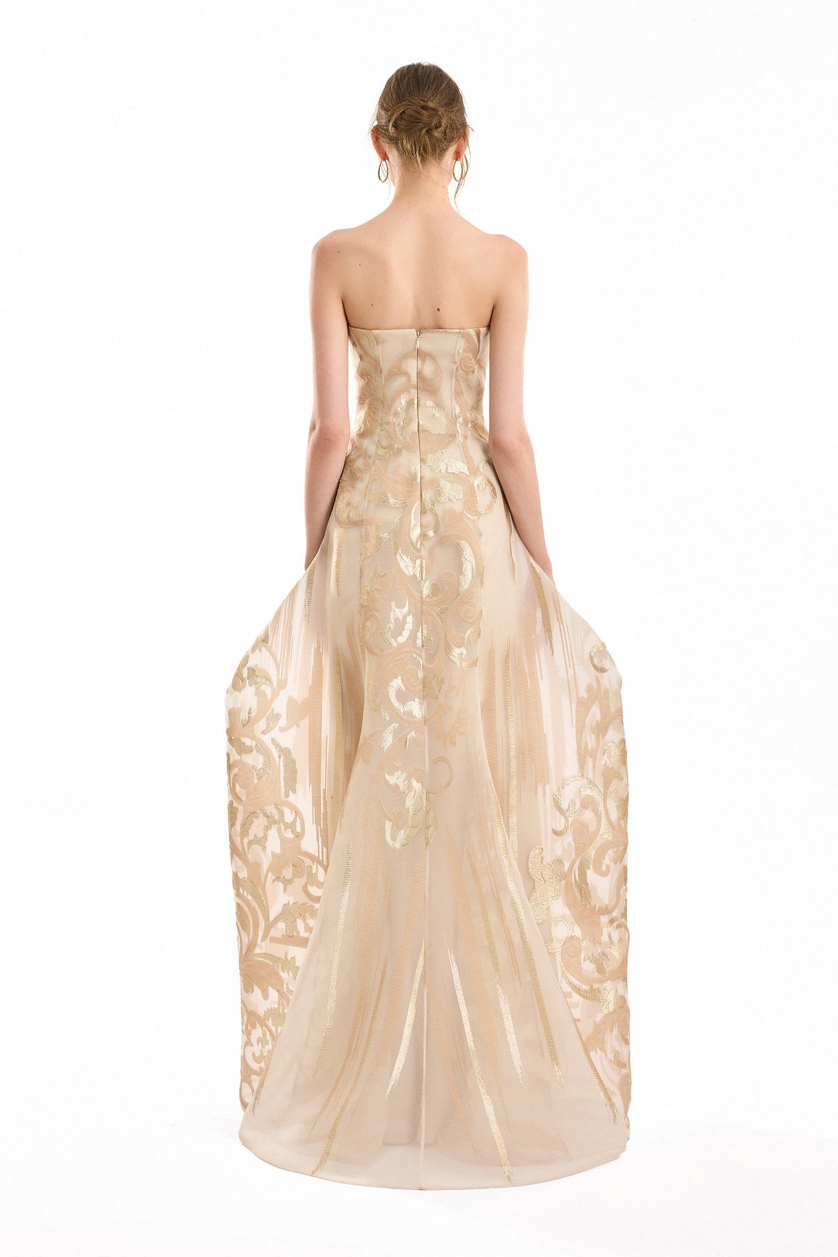 Strapless Jacquard Dress - Beige
