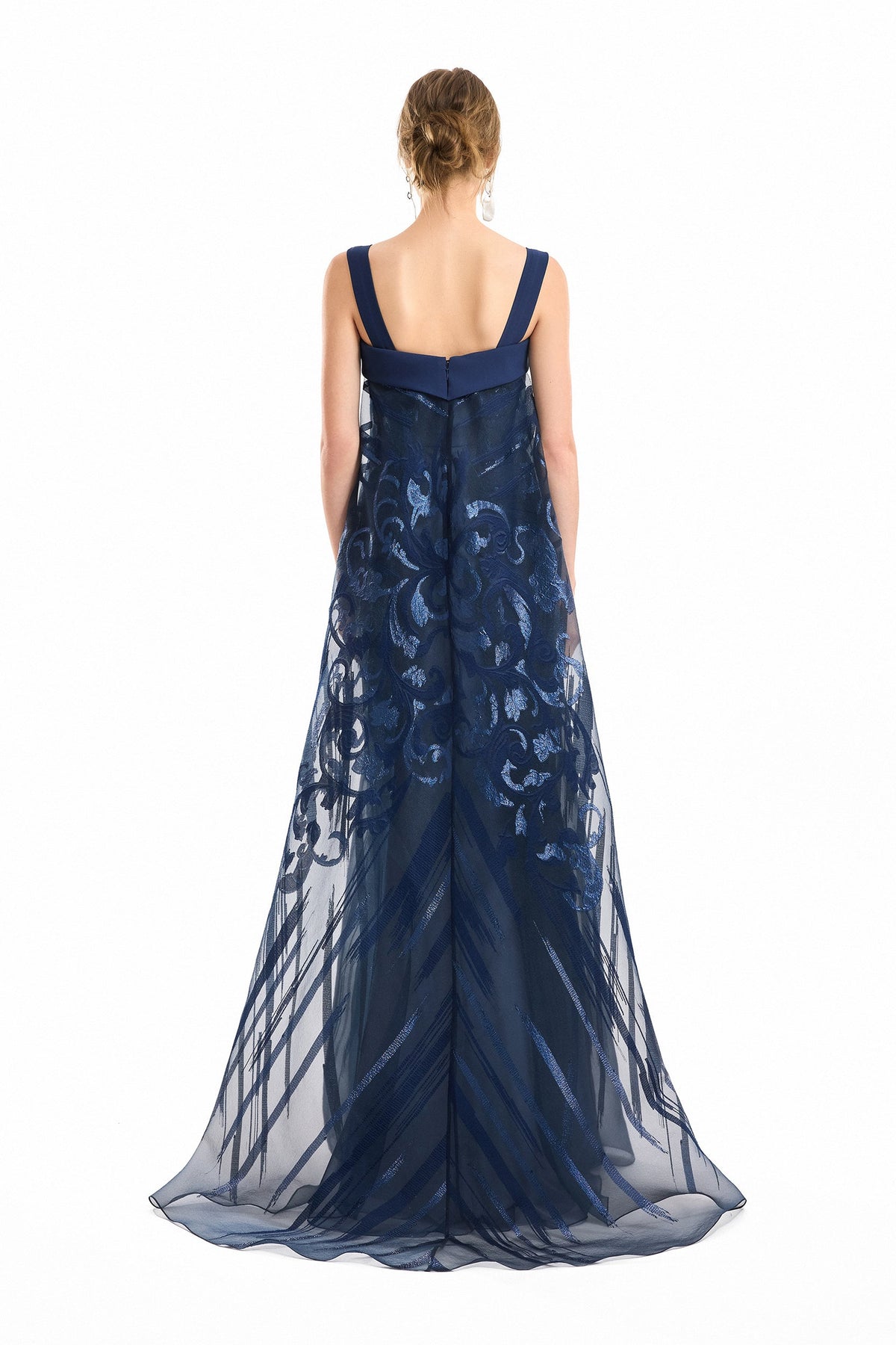 Sheer Overlay Dress - Navy