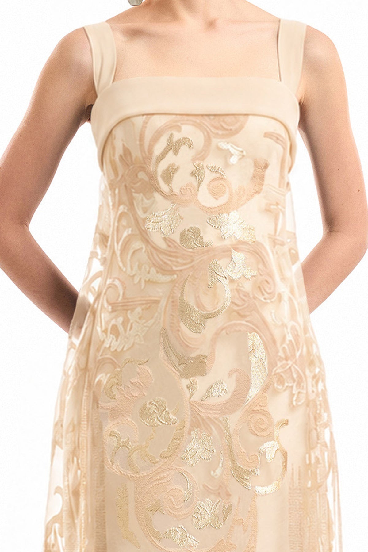 Sheer Overlay Dress - Beige