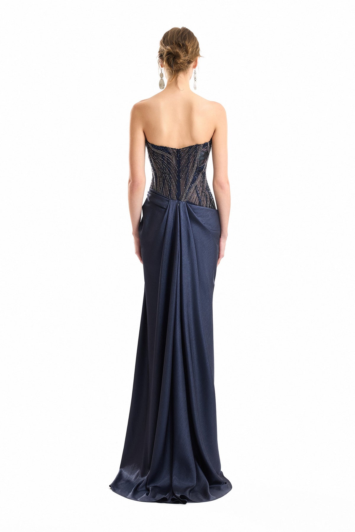 Sweetheart Beaded Dress - Navy
