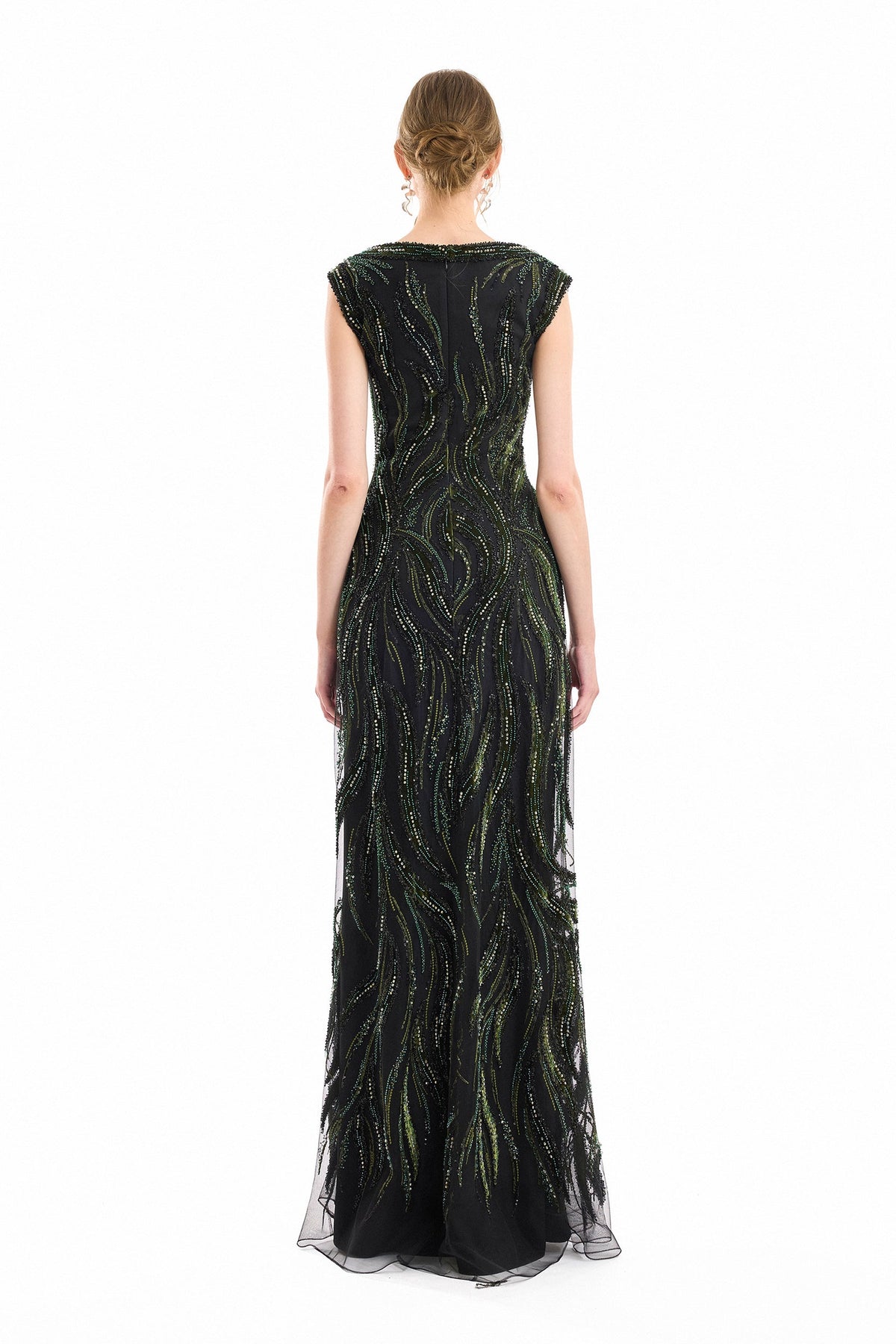 Wide-Strap Beaded Dress - Black