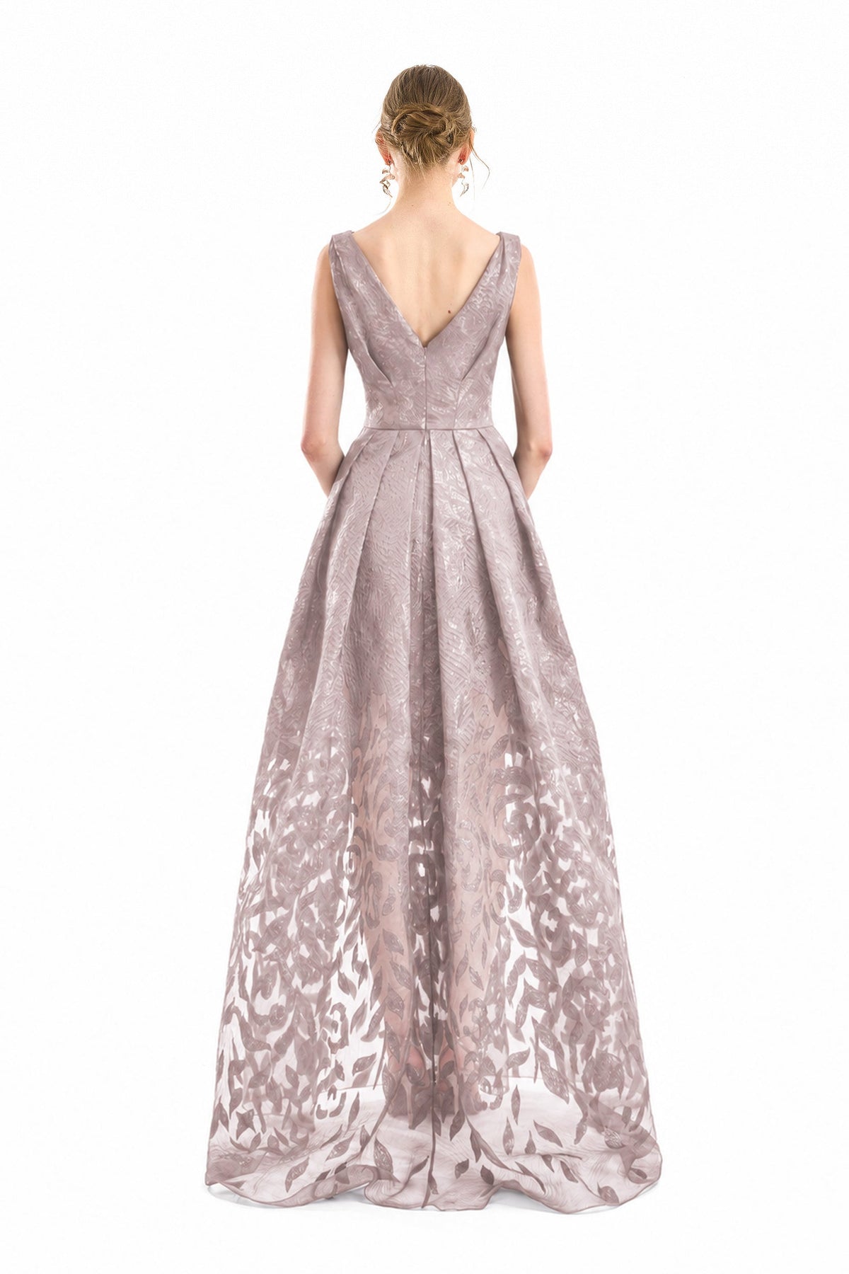 V-Neck Jacquard Dress - Pink