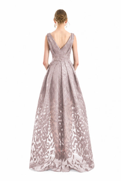 V-Neck Jacquard Dress - Pink