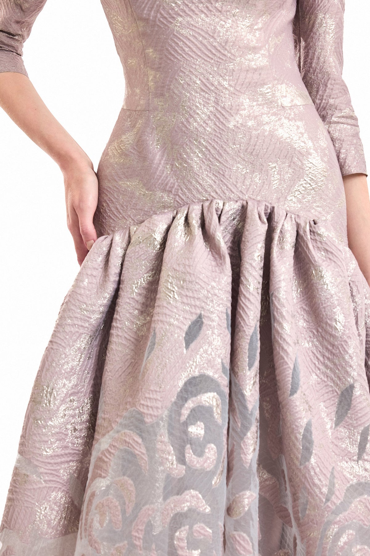 Off-Shoulder Jacquard Dress - Purple