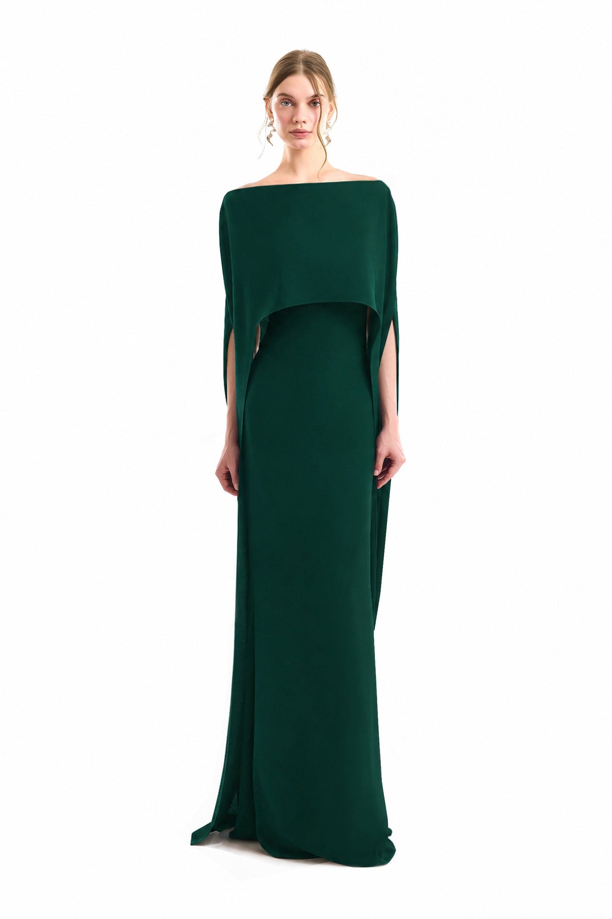 Cape Overlay Dress - Green