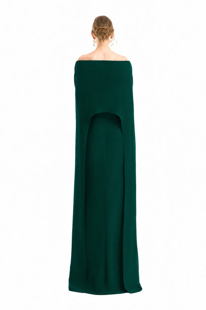 Cape Overlay Dress - Green