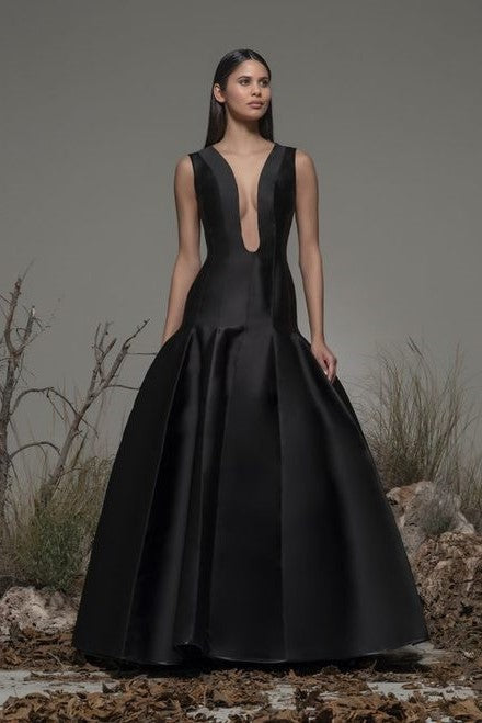 Beverino Plunging Neck Gown
