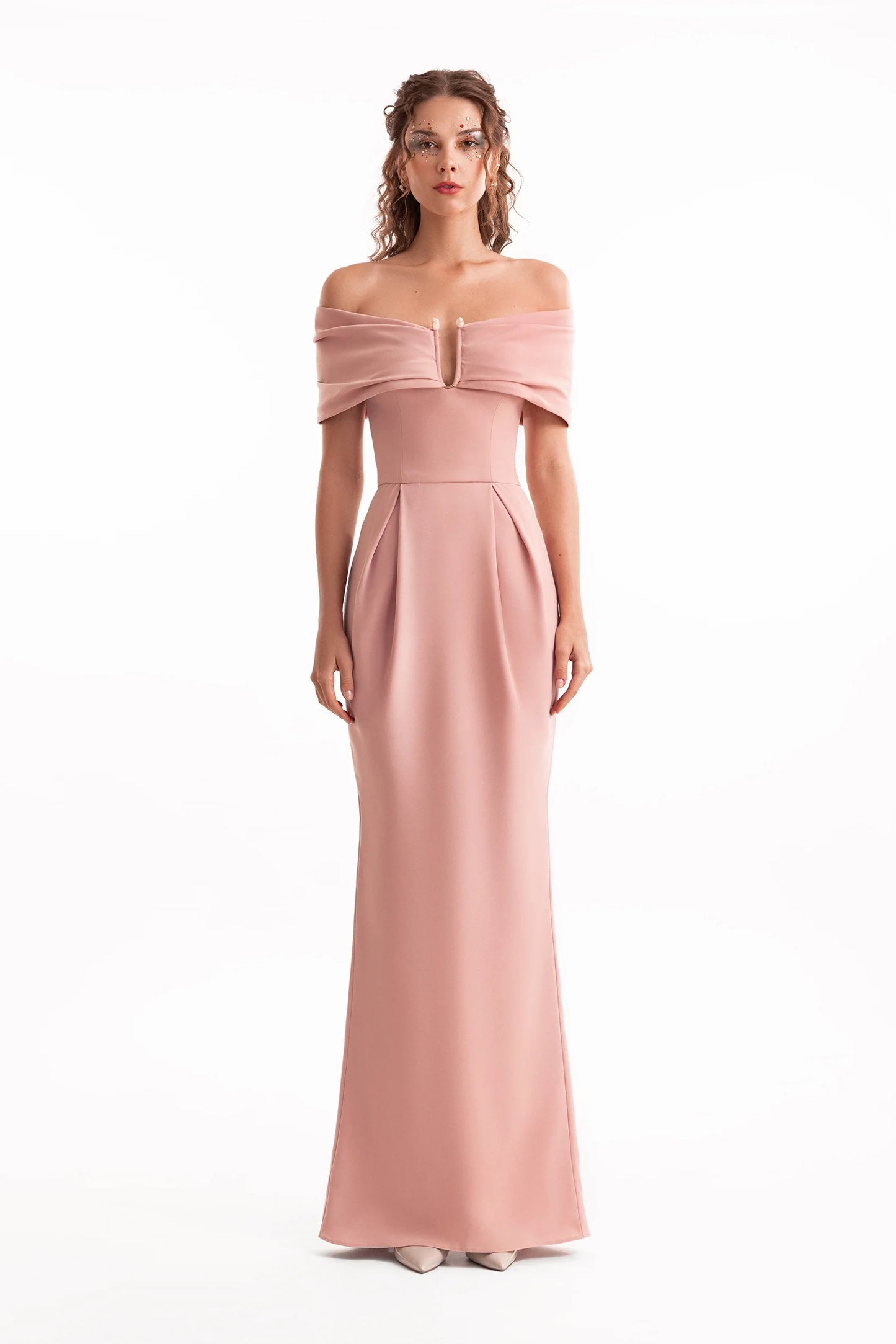 Beaded Buckle Off-Shoulder Dress