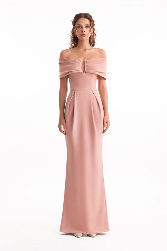 Beaded Buckle Off-Shoulder Dress
