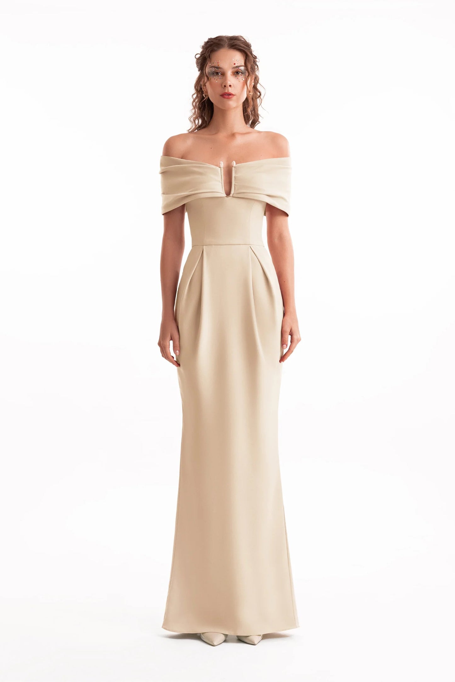 Beaded Buckle Off-Shoulder Dress
