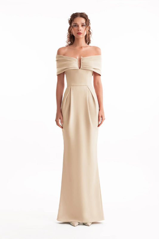 Beaded Buckle Off-Shoulder Dress