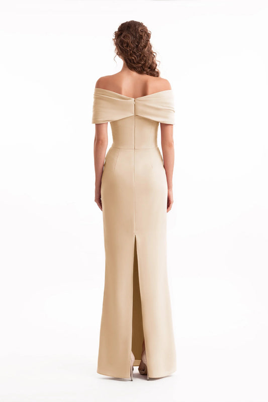 Beaded Buckle Off-Shoulder Dress