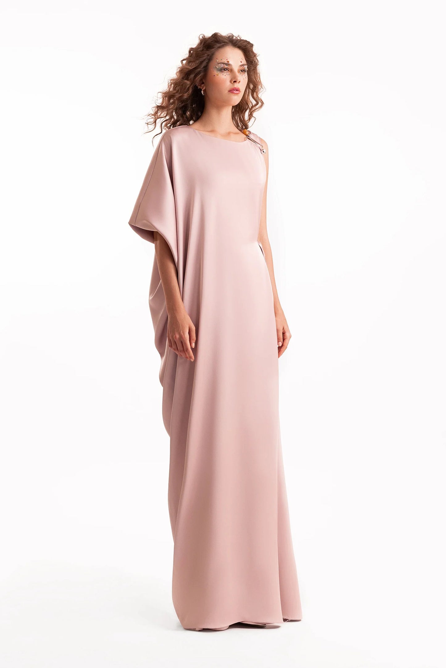 Beaded Buckle Asymmetrical Dress