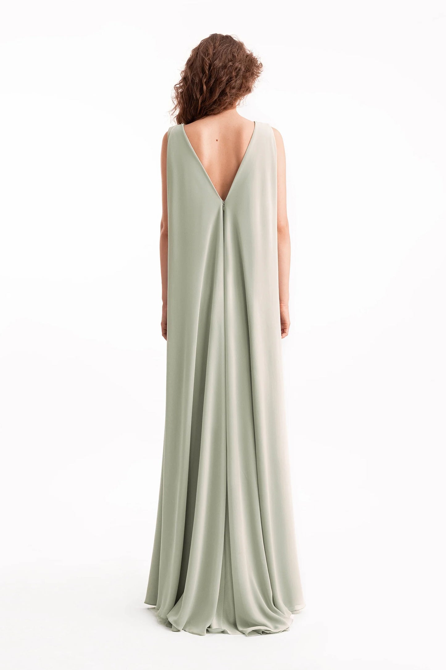 Draped Satin Dress with Knot Waist