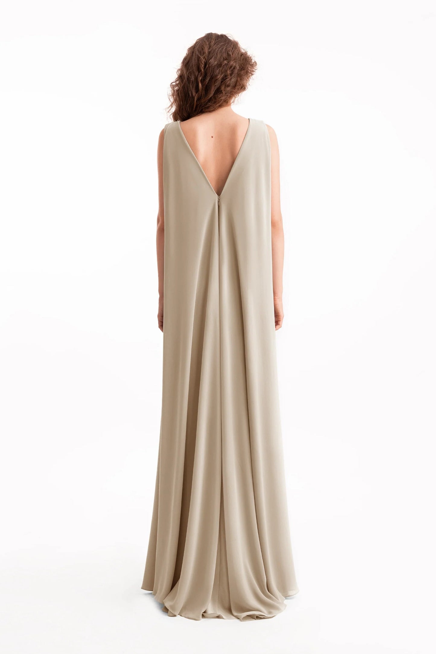 Draped Satin Dress with Knot Waist