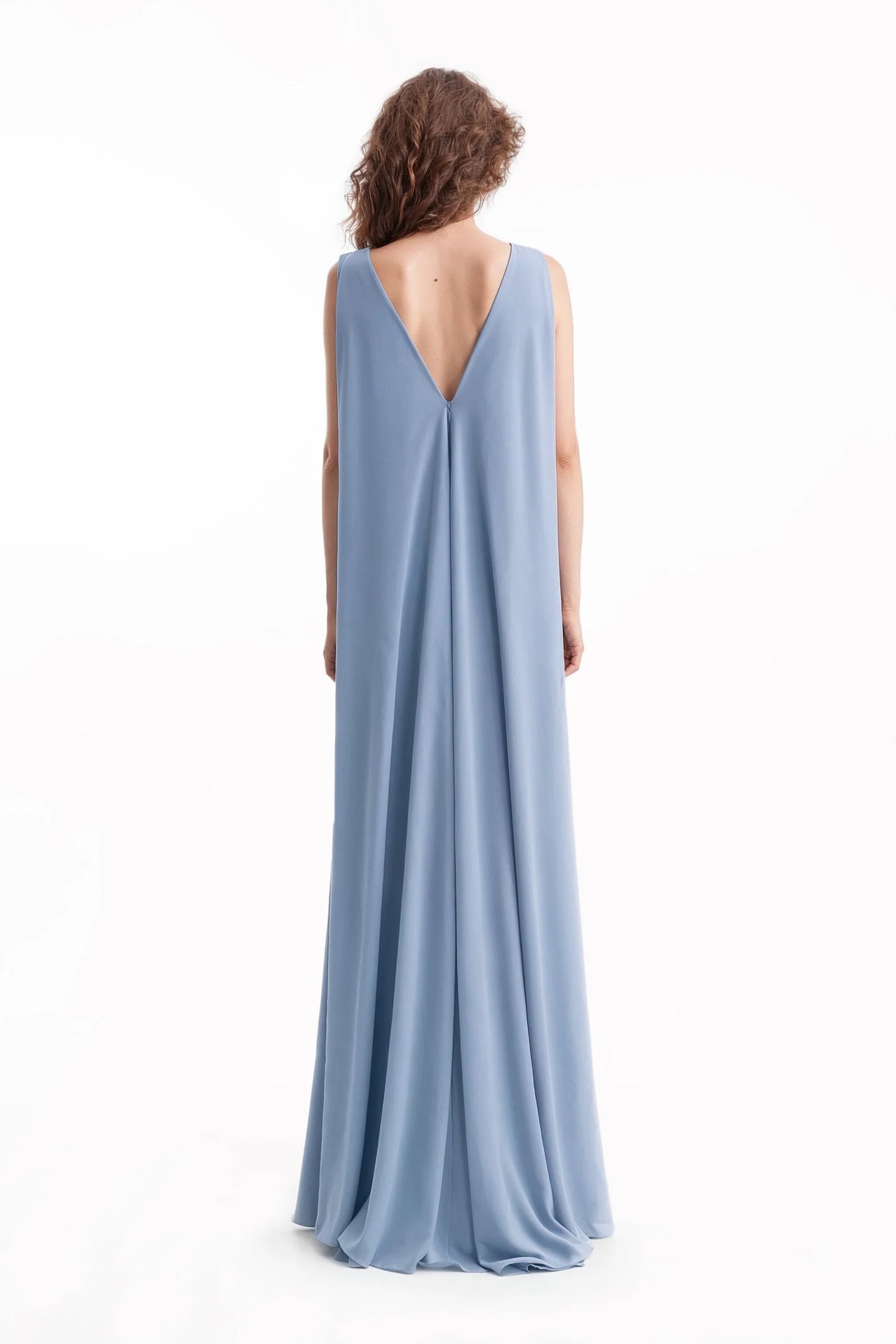Draped Satin Dress with Knot Waist