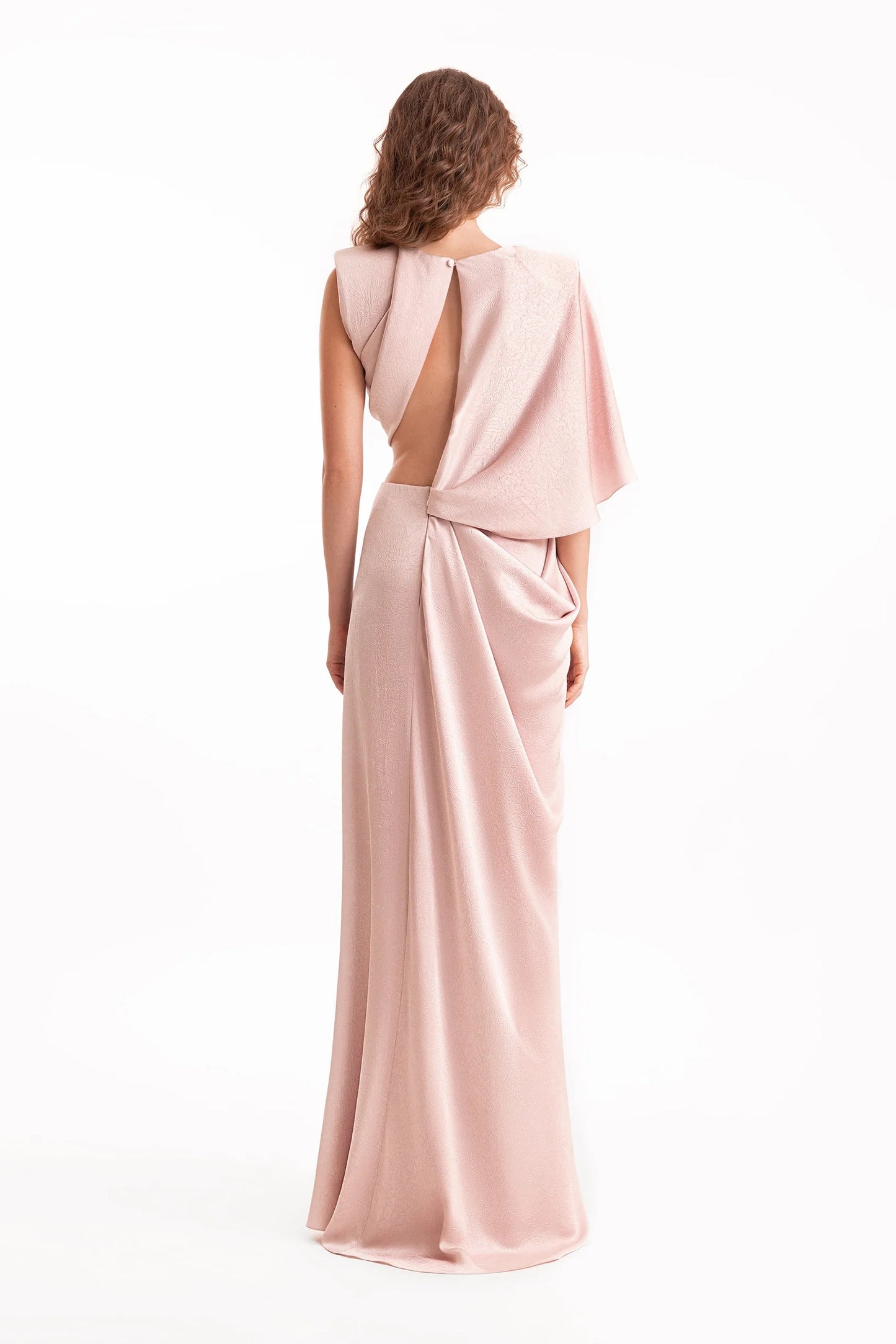 Cape-Sleeve Buckled Dress