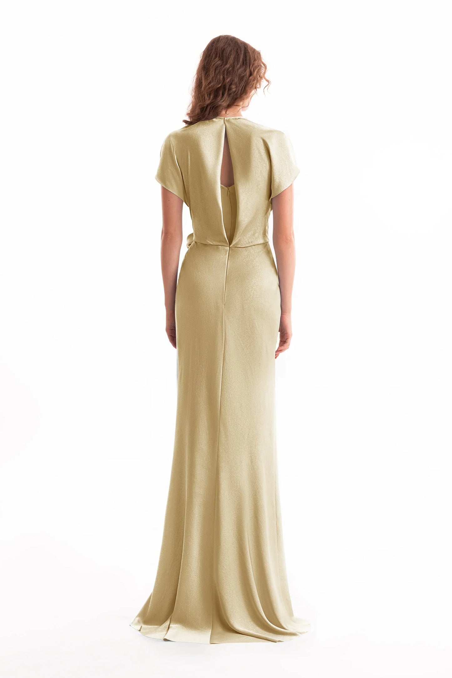 Draped V-Neck Dress with Flower Detail