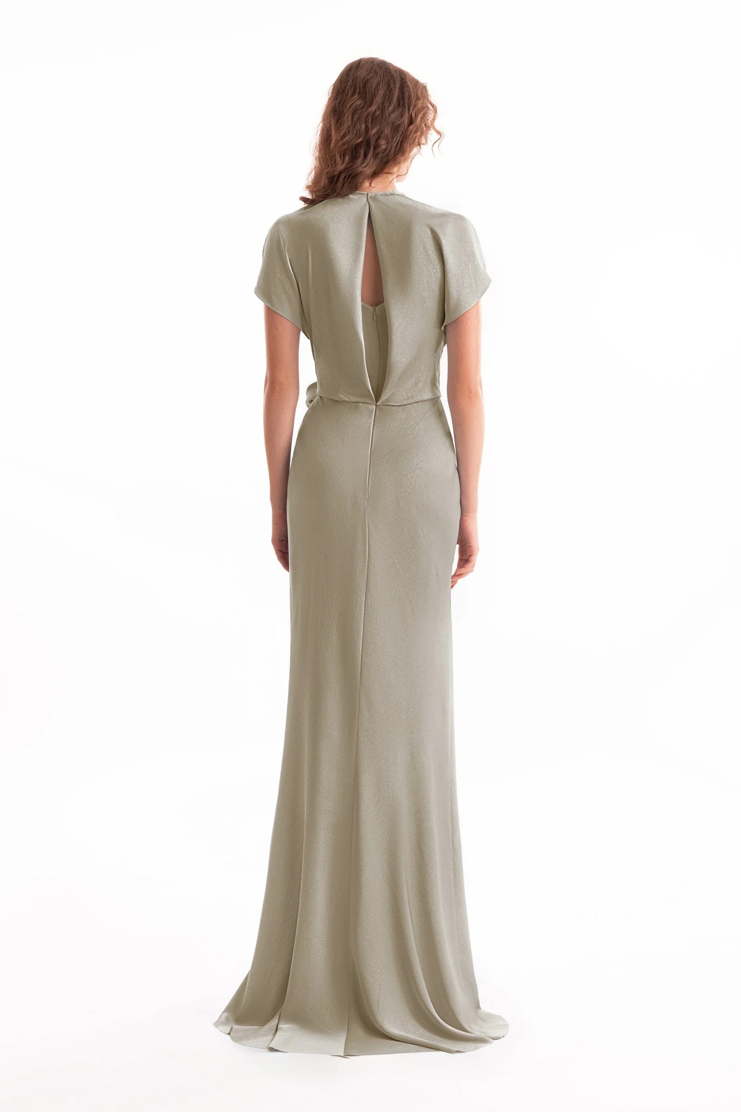 Draped V-Neck Dress with Flower Detail