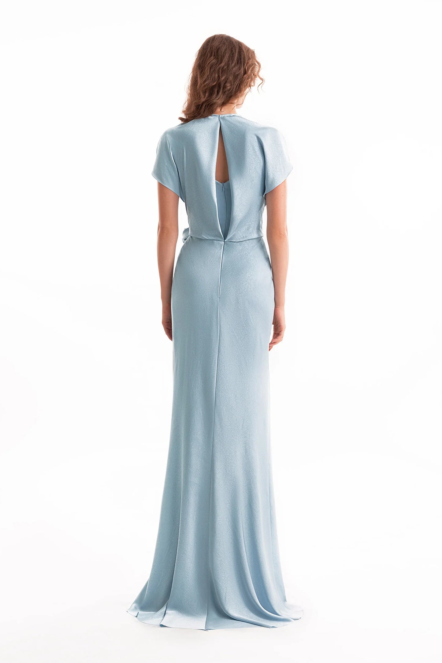 Draped V-Neck Dress with Flower Detail