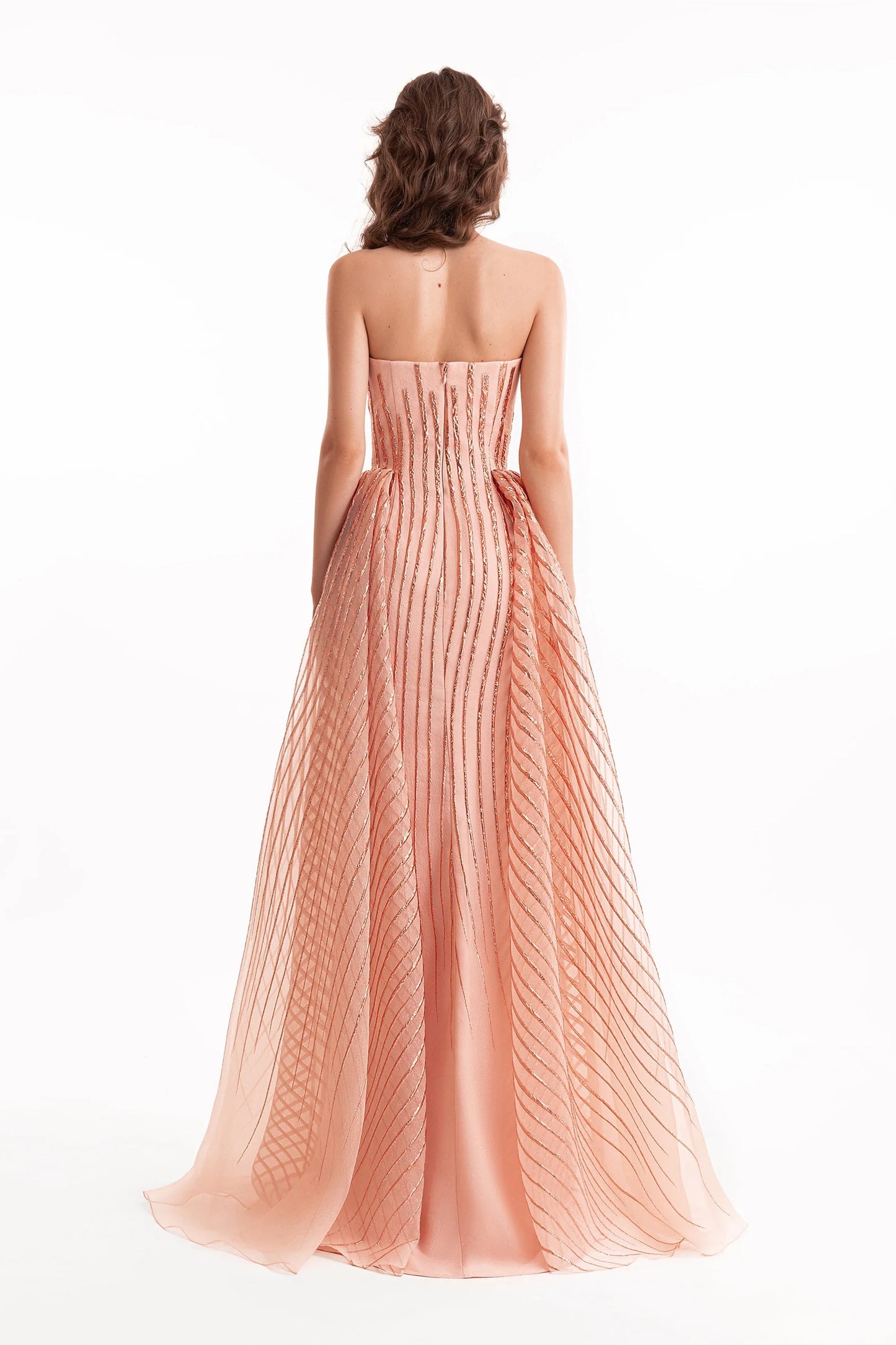 Strapless Striped Organza Dress