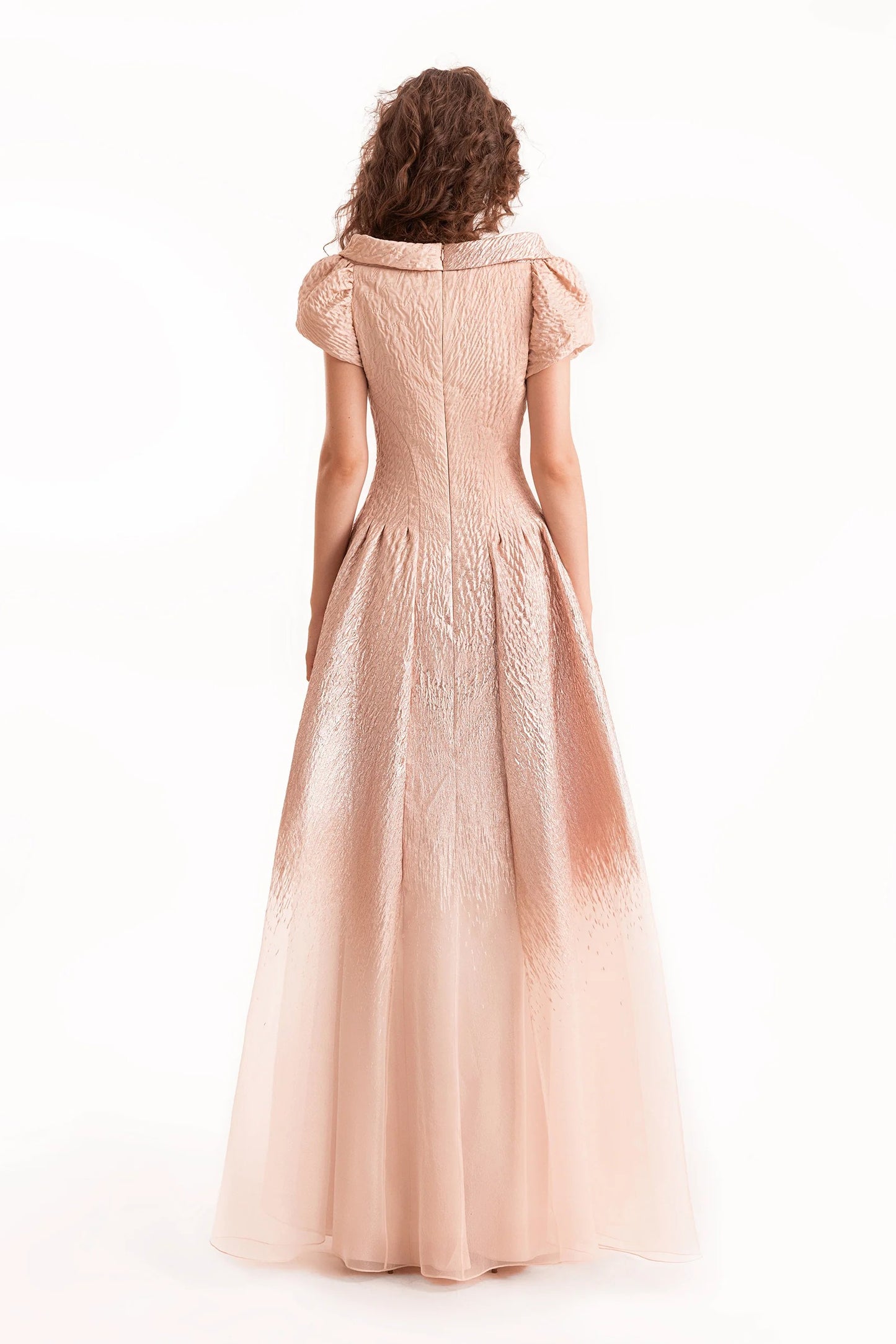 Puff-Sleeve Dress with Sheer Degradé