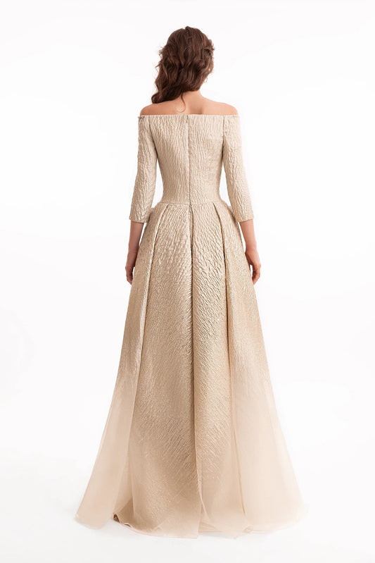 Ombré Off-Shoulder Jacquard Dress