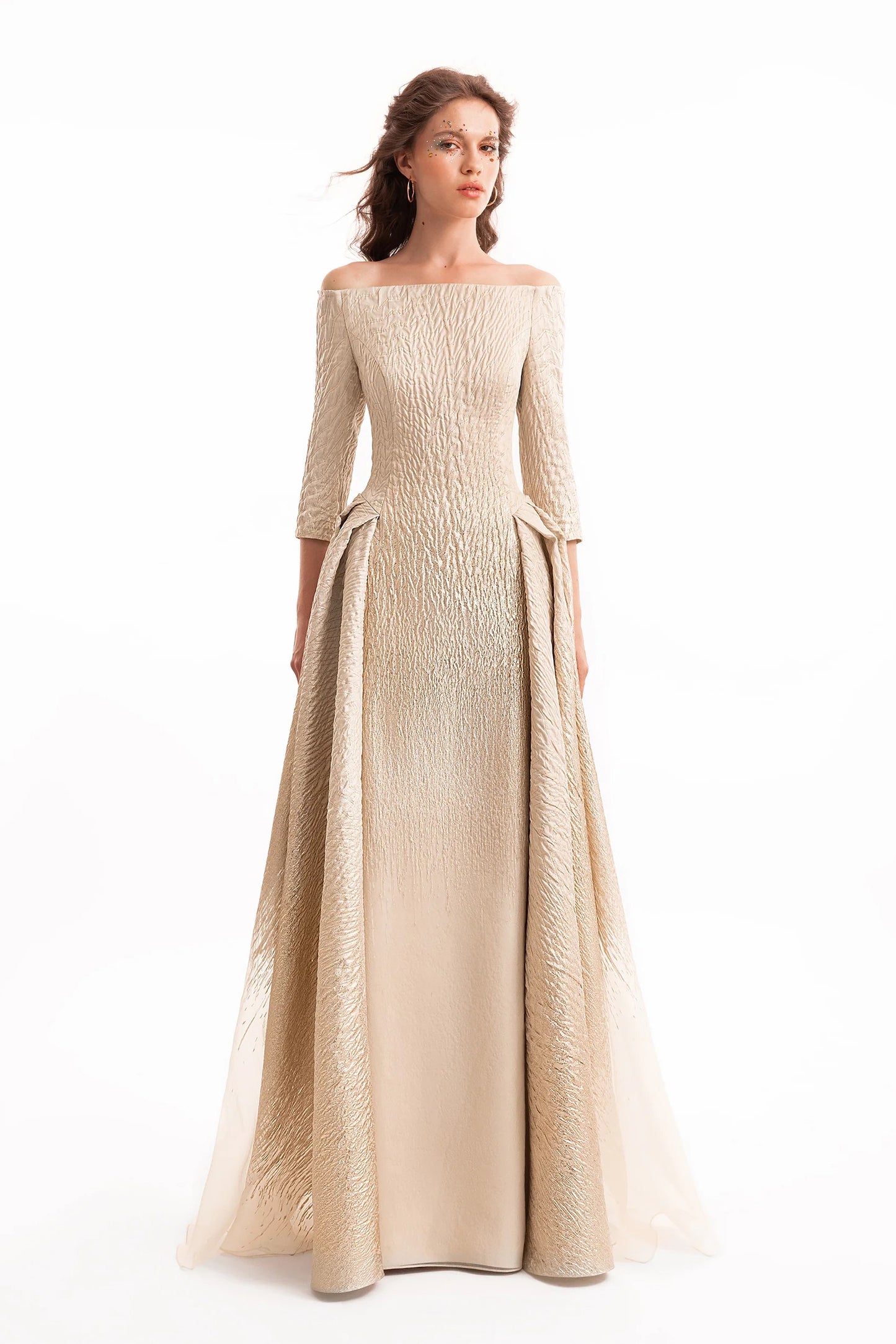 Ombré Off-Shoulder Jacquard Dress