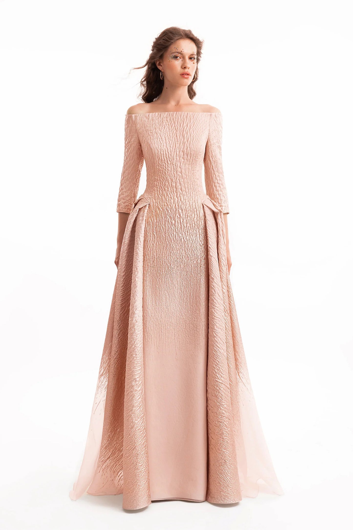 Ombré Off-Shoulder Jacquard Dress
