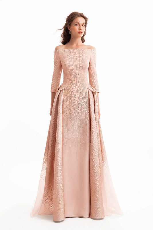 Ombré Off-Shoulder Jacquard Dress