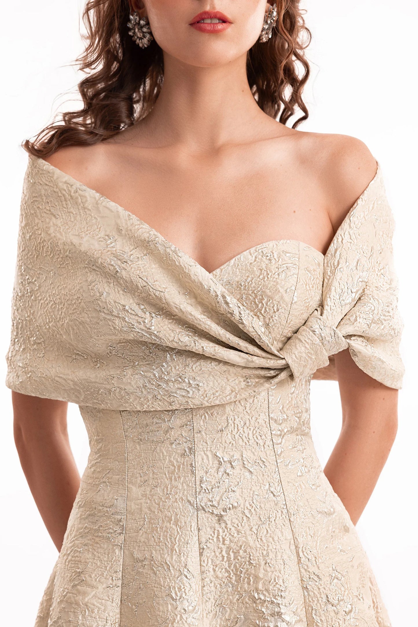Sweetheart Off-Shoulder Jacquard Dress